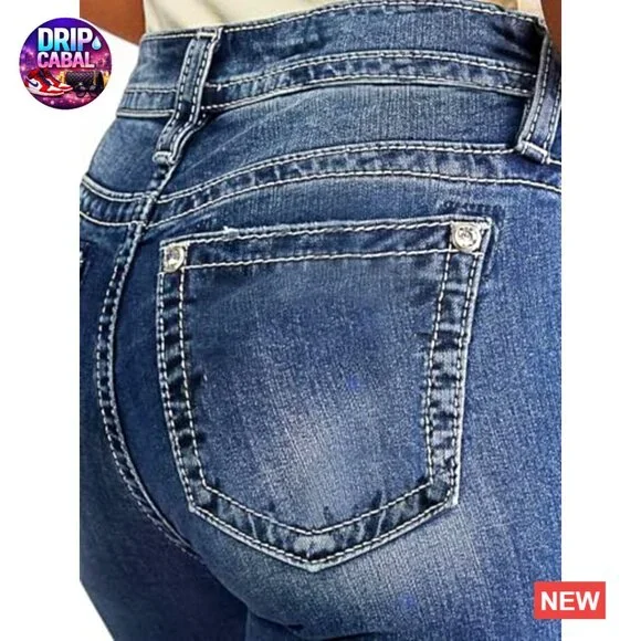 Skinny Leg Jeans Stretchy Tummy Control Mid Rise Butt Lifting Denim